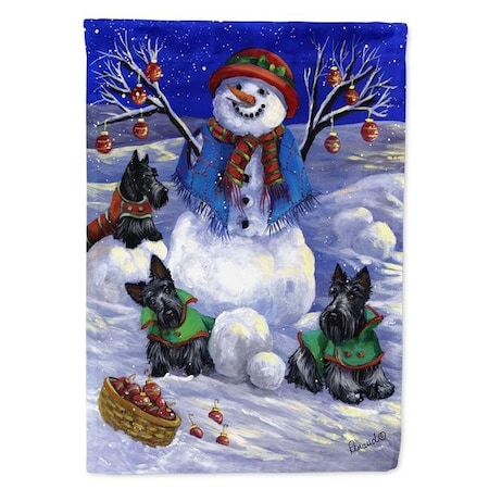 Carolines Treasures PPP3184CHF 28 X 0.01 X 40 In. Scottie Christmas Snowman Canvas House Flag